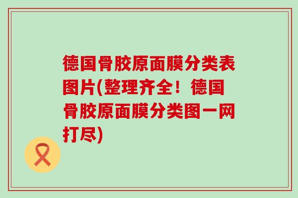 德国骨胶原面膜分类表图片(整理齐全！德国骨胶原面膜分类图一网打尽)