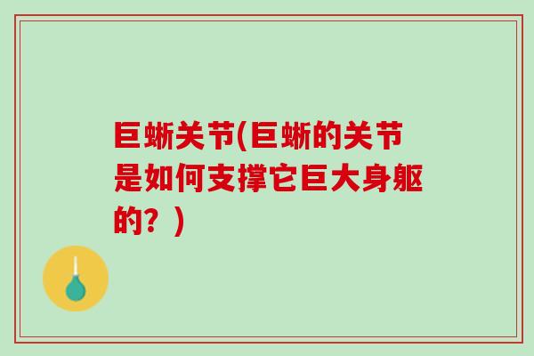 巨蜥关节(巨蜥的关节是如何支撑它巨大身躯的？)