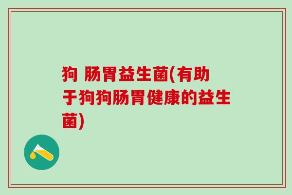 狗 肠胃益生菌(有助于狗狗肠胃健康的益生菌)