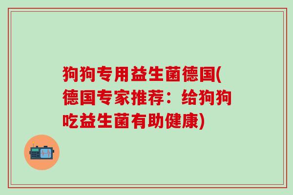 狗狗专用益生菌德国(德国专家推荐：给狗狗吃益生菌有助健康)