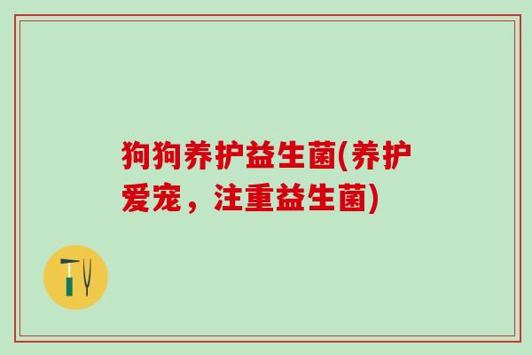 狗狗养护益生菌(养护爱宠，注重益生菌)