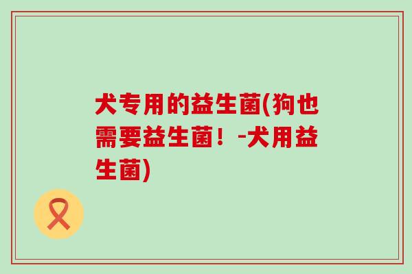 犬专用的益生菌(狗也需要益生菌！-犬用益生菌)