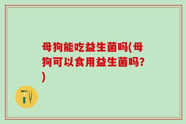 母狗能吃益生菌吗(母狗可以食用益生菌吗？)