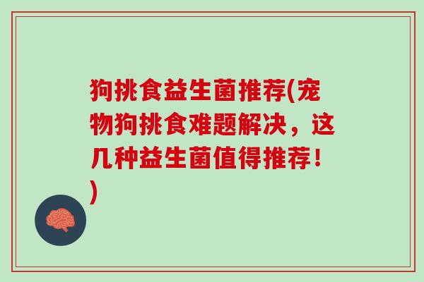 狗挑食益生菌推荐(宠物狗挑食难题解决，这几种益生菌值得推荐！)