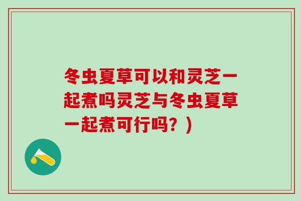 冬虫夏草可以和灵芝一起煮吗灵芝与冬虫夏草一起煮可行吗？)