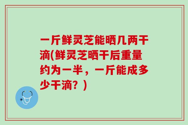 一斤鲜灵芝能晒几两干滴(鲜灵芝晒干后重量约为一半，一斤能成多少干滴？)