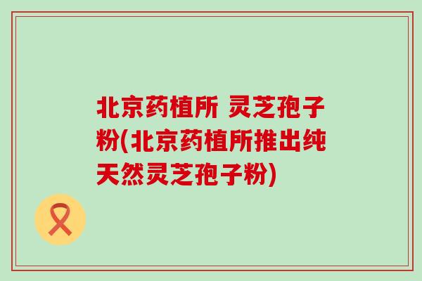 北京药植所 灵芝孢子粉(北京药植所推出纯天然灵芝孢子粉)