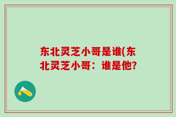 东北灵芝小哥是谁(东北灵芝小哥：谁是他？