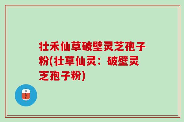壮禾仙草破壁灵芝孢子粉(壮草仙灵：破壁灵芝孢子粉)