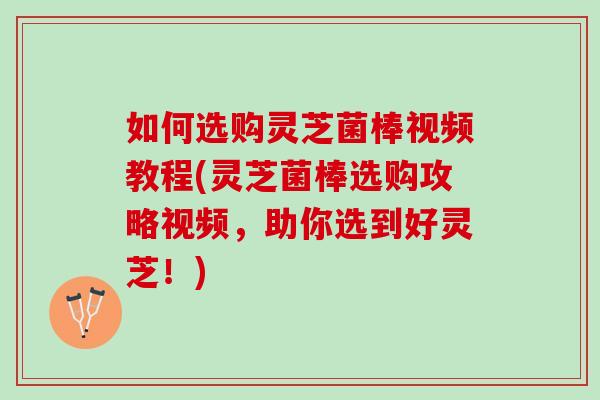 如何选购灵芝菌棒视频教程(灵芝菌棒选购攻略视频，助你选到好灵芝！)