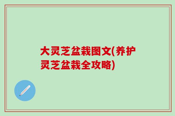 大灵芝盆栽图文(养护灵芝盆栽全攻略)