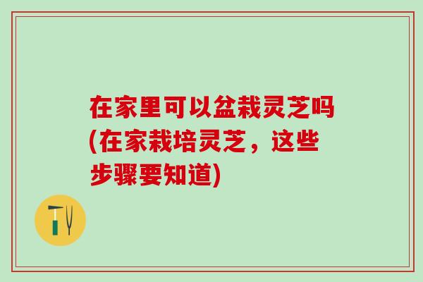 在家里可以盆栽灵芝吗(在家栽培灵芝，这些步骤要知道)