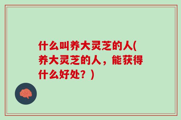 什么叫养大灵芝的人(养大灵芝的人，能获得什么好处？)