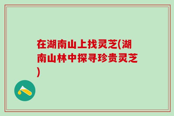 在湖南山上找灵芝(湖南山林中探寻珍贵灵芝)