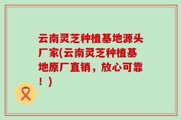 云南灵芝种植基地源头厂家(云南灵芝种植基地原厂直销，放心可靠！)