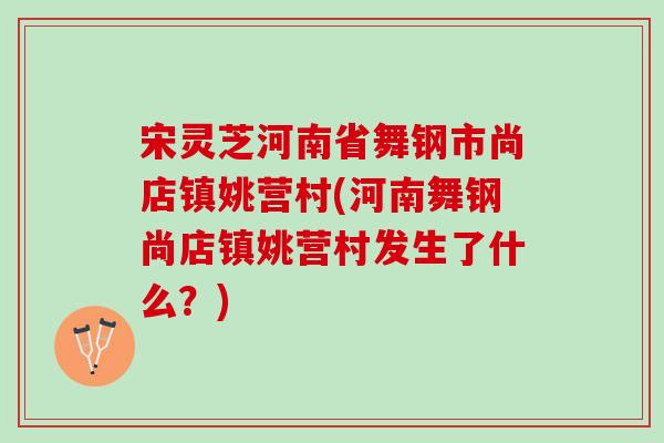 宋灵芝河南省舞钢市尚店镇姚营村(河南舞钢尚店镇姚营村发生了什么？)