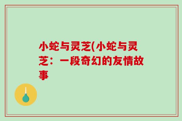 小蛇与灵芝(小蛇与灵芝：一段奇幻的友情故事