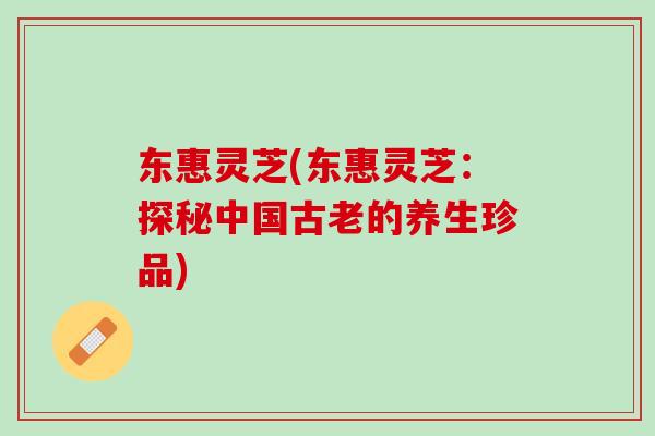 东惠灵芝(东惠灵芝：探秘中国古老的养生珍品)