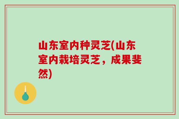 山东室内种灵芝(山东室内栽培灵芝，成果斐然)