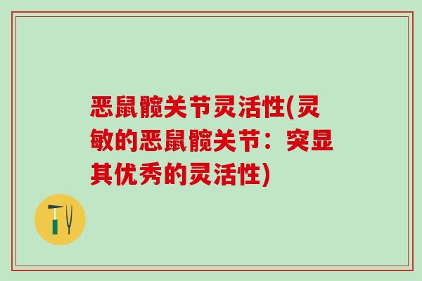 恶鼠髋关节灵活性(灵敏的恶鼠髋关节：突显其优秀的灵活性)