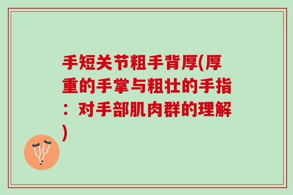 手短关节粗手背厚(厚重的手掌与粗壮的手指：对手部肌肉群的理解)
