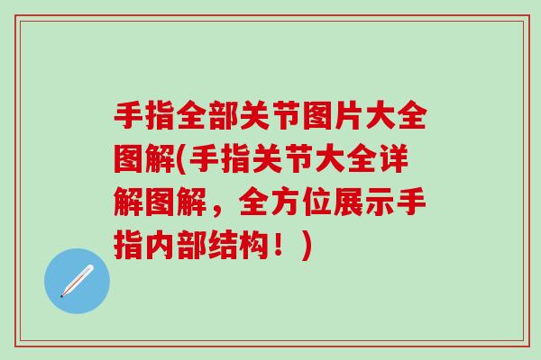 手指全部关节图片大全图解(手指关节大全详解图解，全方位展示手指内部结构！)