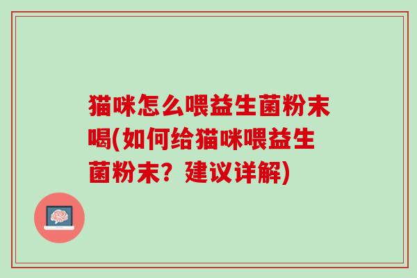 猫咪怎么喂益生菌粉末喝(如何给猫咪喂益生菌粉末？建议详解)