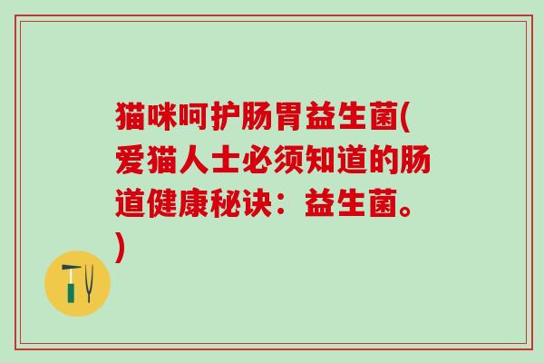 猫咪呵护肠胃益生菌(爱猫人士必须知道的肠道健康秘诀：益生菌。)