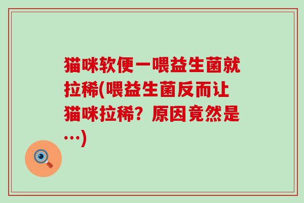 猫咪软便一喂益生菌就拉稀(喂益生菌反而让猫咪拉稀？原因竟然是…)