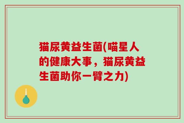 猫尿黄益生菌(喵星人的健康大事，猫尿黄益生菌助你一臂之力)