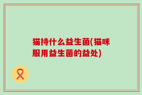 猫持什么益生菌(猫咪服用益生菌的益处)