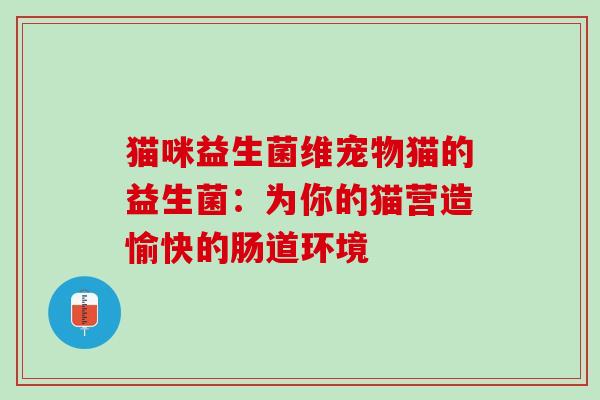 猫咪益生菌维宠物猫的益生菌：为你的猫营造愉快的肠道环境