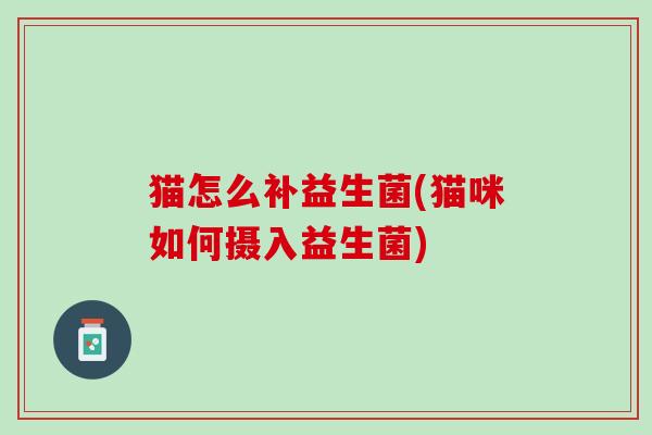 猫怎么补益生菌(猫咪如何摄入益生菌)