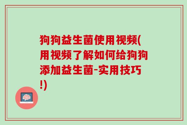 狗狗益生菌使用视频(用视频了解如何给狗狗添加益生菌-实用技巧!)