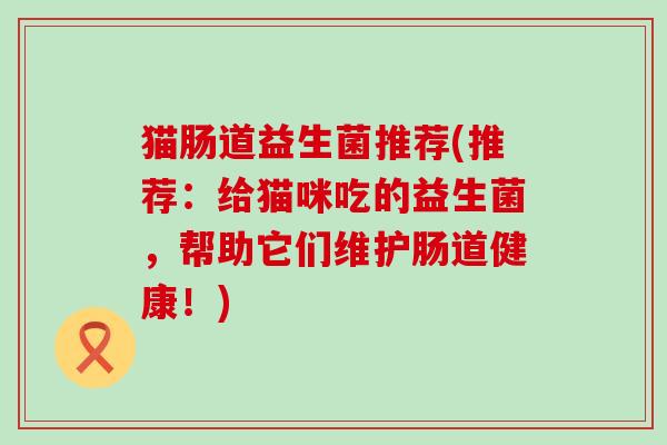 猫肠道益生菌推荐(推荐：给猫咪吃的益生菌，帮助它们维护肠道健康！)