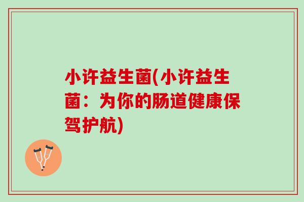 小许益生菌(小许益生菌：为你的肠道健康保驾护航)