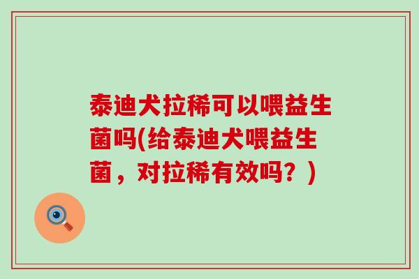 泰迪犬拉稀可以喂益生菌吗(给泰迪犬喂益生菌，对拉稀有效吗？)