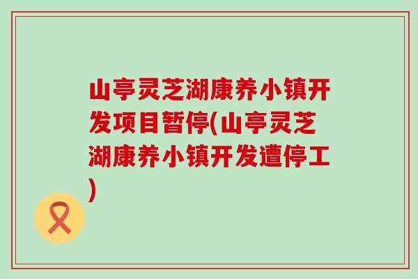 山亭灵芝湖康养小镇开发项目暂停(山亭灵芝湖康养小镇开发遭停工)