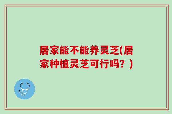 居家能不能养灵芝(居家种植灵芝可行吗？)