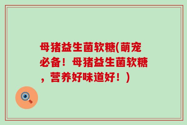 母猪益生菌软糖(萌宠必备！母猪益生菌软糖，营养好味道好！)