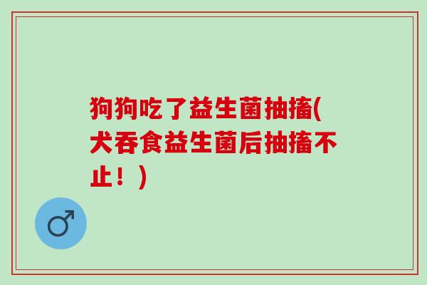 狗狗吃了益生菌抽搐(犬吞食益生菌后抽搐不止！)