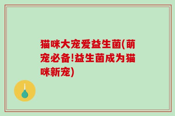 猫咪大宠爱益生菌(萌宠必备!益生菌成为猫咪新宠)