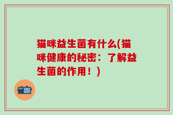 猫咪益生菌有什么(猫咪健康的秘密：了解益生菌的作用！)