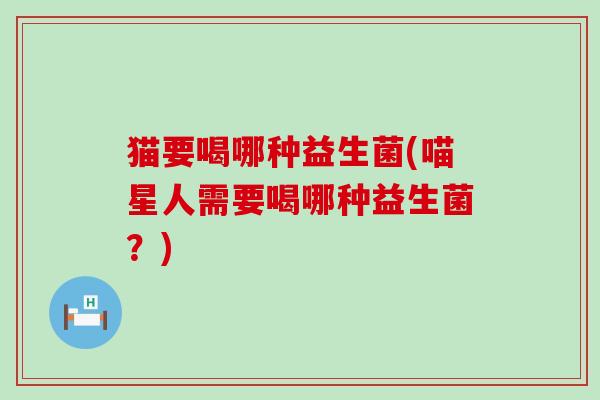 猫要喝哪种益生菌(喵星人需要喝哪种益生菌？)