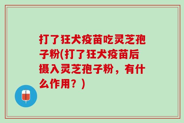打了狂犬疫苗吃灵芝孢子粉(打了狂犬疫苗后摄入灵芝孢子粉，有什么作用？)