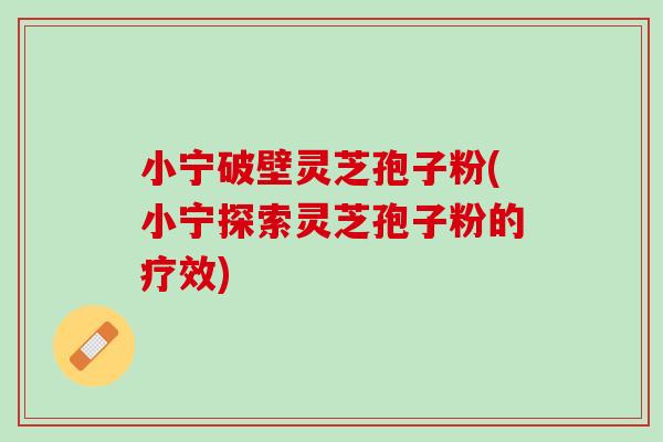 小宁破壁灵芝孢子粉(小宁探索灵芝孢子粉的疗效)