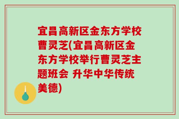 宜昌高新区金东方学校曹灵芝(宜昌高新区金东方学校举行曹灵芝主题班会 升华中华传统美德)