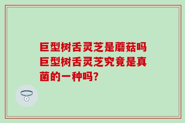 巨型树舌灵芝是蘑菇吗巨型树舌灵芝究竟是真菌的一种吗？
