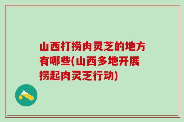 山西打捞肉灵芝的地方有哪些(山西多地开展捞起肉灵芝行动)