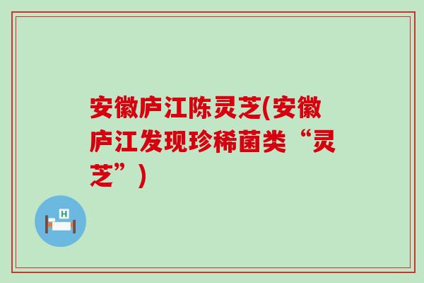 安徽庐江陈灵芝(安徽庐江发现珍稀菌类“灵芝”)